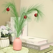 お買い得  装飾品-10/20個のクリスマス人工エルフ、人工グリーンリードと赤いボール付きフェスティバルギフトボックスセット、DIYクリスマスツリーの装飾に最適、独立したエルフの装飾、ホームデコレーション、クリスマスデコレーション