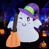 levne Halloween venku-1 ks 1,2 m/4 stopy halloween kouzelný klobouk duch koště led nafukovací vzduchový model vnitřní a venkovní nádvoří zahradní párty atmosféra dekorativní světlo eu/us/uk/au zástrčka