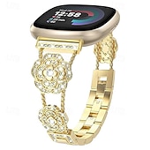 お買い得  Fitbitウォッチバンド-スマートウォッチバンド と互換性があります Fitbit Versa 4, Sense 2, Versa 3, Sense Versa 2 / Versa Lite / Versa SE / Versa ラインストーン スマートウォッチ ストラップ 女性 グリッター素材 ブリンブリンダイヤモンド ジュエリーブレスレット 置換 リストバンド