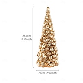 abordables Figurines de collection-Décoration de table pour sapin de Noël, motif pomme de pin dorée, dollar et bitcoin, mini statue de sapin de Noël en résine pour décoration intérieure de vacances, vitrine, cadeau