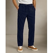 economico Sciolto-Per uomo Pantaloni in velluto a coste Pantaloni Pantaloni Eleganti Pantaloni Larghi Coulisse Tasca Frontale Semplice Comodità Lunghezza intera All&#039;aperto Casa Feste Vacanza Moda Nero Blu marino