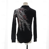 abordables Disfraces de Patinaje Artístico para Niños y Hombres-Top de patinaje artístico Hombre Chico Patinaje Sobre Hielo Tops Negro Retazos Licra Alta elasticidad Entrenamiento Competición Ropa de Patinaje Clásico Cristal / Strass Manga Larga Patinaje sobre