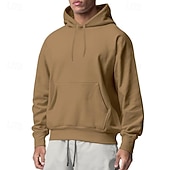 economico Felpa con cappuccio in pile-Per uomo Felpa con cappuccio Felpa con cappuccio in pile Felpa con cappuccio foderata in pile Aalbicocca Nero Bianco Giallo Rosa Con Cappuccio Semplice Sport &amp; Outdoor Casuale Quotidiano Streetwear
