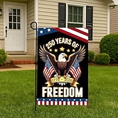 halpa Seinäverhot-1776-2026 Yhdysvaltojen 250-vuotisjuhlan puutarhalippu, isänmaallinen amerikkalainen syntymäpäiväjuhla ulkokäyttöön tarkoitettu banneri pihalle, nurmikolle, kuistille tai itsenäisyyspäivän koristeeksi