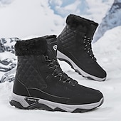 baratos Inverno e botas de neve-Botas de neve masculinas acolchoadas à prova d'água com gola de pele, calçados casuais quentes para caminhada ao ar livre no inverno
