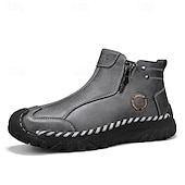 abordables Bottines-Homme Bottes Rétro Marche ancien Quotidien PU Confortable Bottes Mi-Mollet Mocassin Brun foncé Noir Gris Printemps Automne