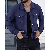 abordables Vestes en Suède Synthétique-Homme Veste Légère Veste en faux suède Veste Décontractée Vacances Quotidien Respirant Avec Poches Printemps Automne Uni Mode Classique Revers Court Chameau Noir Rouge bleu marine Veste