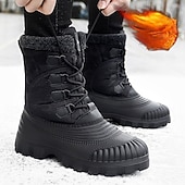 お買い得  冬と雪のブーツ-ファーライニング付きメンズ冬用スノーブーツ、防水断熱暖かいレースアップアウトドアシューズ、寒い天候用