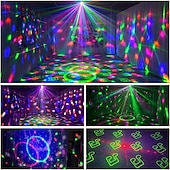 abordables Luces de proyector-Luces de fiesta 4 en 1, bola de discoteca para DJ con sonido activado y 6 colores de iluminación, lámpara estroboscópica LED para escenario, para casa, sala interior, fiestas de baile, karaoke, club,