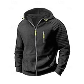 abordables sweats à capuche basiques pour hommes-Homme Sweat à capuche Sweat à capuche zippé intégral Noir Kaki Gris À capuche Uni Fermeture éclair Avec Poches Sport &amp; Loisir Quotidien Fête Polyester Streetwear Basique Occasionnel Printemps Automne