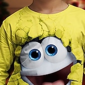 billiga Barnens jultröjor-Jul Pojkar 3D Grafisk Tecknat T-shirt Långärmad Vår Höst Mode Grundläggande Barn 4-12 år Rund hals Utomhus Ledigt Dagligen Normal