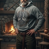 Men's Tree Hoodie Fashion Daily Hooded Vacation Party Streetwear Gray Printing Fall Winter Designer3