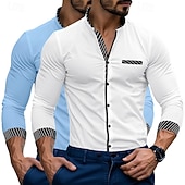 levne Pánské společenské košile-Pánské Košile Košile k obleku Košile pro volný čas Košile s páskovým límečkem Košile na knoflíky Proužek Formální Obchod bílá + červená Bílá + modrá modrá + červená Dlouhý rukáv Stojáčkový límec Jaro