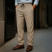abordables Lâche-Homme Gauffré Pantalons Pantalons Amples Boutons Uni Portable Longueur complète Extérieur Quotidien Camping &amp; Randonnée Vacances Mode Noir Blanche