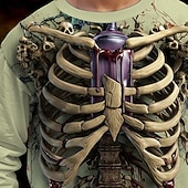 billiga Pojkes Halloween kostymer-Halloween Pojkar 3D Dödskalle T-shirt Långärmad Vår Höst Mode Grundläggande Barn 4-12 år Rund hals Utomhus Ledigt Dagligen Normal
