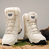 baratos Inverno e botas de neve-Botas de neve masculinas acolchoadas à prova d'água com gola de pele, calçados casuais quentes para caminhada ao ar livre no inverno