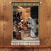 billiga Gobelänger-Skönhet Uyghur etnisk stil väggtapet konstnärlig bakgrundsdekoration boho hängande konst för sovrum vardagsrum eller café