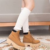 billiga Hemmetofflor-Stickade benvärmare och knästrumpor för kvinnor, höst- och vintermode neon akrylleggings, snygga långa strumpöverdrag, varma stickade plagg i koreansk stil för damer