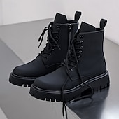 Svarte herrestøvler med snøring og glidelås på siden til kamp, slitesterkt kunstskinn, militærinspirert stil for utendørs-, arbeids- og streetwear-mote billige Arbeidsstøvler-Svarte herrestøvler med snøring og glidelås på siden til kamp, slitesterkt kunstskinn, militærinspirert stil for utendørs-, arbeids- og streetwear-mote