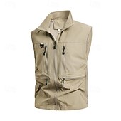 Χαμηλού Κόστους Ανδρικό Γιλέκο Ψαρέματος-Ανδρικά Veste Gilet Γιλέκο ψαρέματος ΕΞΩΤΕΡΙΚΟΥ ΧΩΡΟΥ Καθημερινά Μοντέρνα Καθημερινό Άνοιξη Φθινόπωρο Κουμπώσου Τσέπη Νάιλον Άνετο Σκέτο Φερμουάρ Όρθιος Γιακάς Κανονικό Μαύρο Λευκό Χακί Πράσινο Χακί