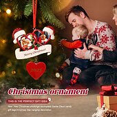 お買い得  クリスマス-カスタマイズされた2枚の写真が付いたパーソナライズされたクリスマスツリー樹脂製オーナメント、ハート型のホリデー吊り下げ装飾、家の装飾やギフトに最適なユニークな記念品