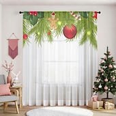 billiga Julkök-1 st ny julserie transparent gardin, 3D digitaltryckt stångficka fönstervoile, sovrum &amp;vardagsrumsdekoration, direkt från fabriken