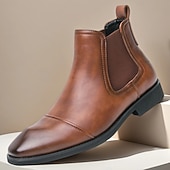 abordables Bottes de Chelsea-Homme Bottes Bottes Chelsea Rétro Marche ancien Quotidien Cuir PU Confortable Bottines Mocassin Noir Marron Printemps Automne Hiver