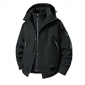 preiswerte aktive Jacke-Damen Freizeitjacke Wasserdichte Regenjacken Regenmäntel 3-in-1-wasserdichte Daunenjacke Wasserdicht Bequem Reißverschluss Tasche Lässig Einfach Urlaub Straße Alltagskleidung Ausgehen Reisverschluss