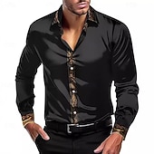 economico Camicie in raso da uomo-Per uomo Camicia Come la seta Camicia in raso Camicia elegante Camicia casual Camicia con Bottoni Semplice Formale Matrimonio Nero Bianco Rosso Blu Manica Lunga Bavero Tutte le stagioni Abbigliamento