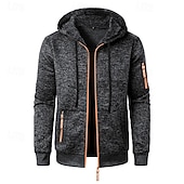 Недорогие мужские базовые толстовки-Муж. Толстовка Толстовка с капюшоном на молнии Черный Темно синий Синий Темно-серый Капюшон Полотняное плетение Карман Для занятий спортом Повседневные Праздники Полиэстер