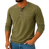 cheap Casual Henley Tee-SoftFade™ Men's Henley Shirt T shirt Tee Long Sleeve Plain Vintage Retro Vintage Casual Printed Garment Dyed Faded Henley Casual Spring Fall Purple Henley T-Shirt
