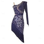 זול שמלת תחרות-שמלות ריקודים סלוניים לטיניים לנשים גדיל סלסה רומבה צ&#039;ה צ&#039;ה מסיבת תחרות שמלת גדילים