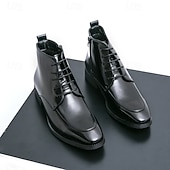 economico Stivali da vestiti-stivaletti chelsea da uomo neri lucidi con finitura lucida, eleganti scarpe eleganti slip-on per eventi formali, abbigliamento da ufficio e occasioni speciali