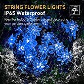 abordables Tiras de Luces LED-Luces de cadena solares de loto al aire libre 12m 100LEDs guirnalda impermeable decoración de Halloween en jardín balcón y árbol en festividades