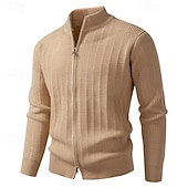 preiswerte Herren Strickjacke-Herren Strickjacke Kurzer Pullover Reißverschluss-Pullover Strickpullover Gerippt Stricken Normale Oberteile Reißverschluss Einfach Stehkragen Mode Klassisch Urlaub Alltagskleidung Bekleidung Herbst