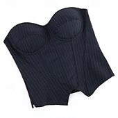 Недорогие Корсеты-Жен. Корсет Корректирующее белье Утягивающее белье Корректирующее белье Сексуальный корсет На каждый день Полоса Неровная кромка Открытая спина Отпуск Для улицы Свидание Без рукавов холодный прием