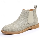 economico Stivali Chelsea-stivali chelsea da uomo color cachi, stile casual e leggero alla caviglia con soffietti elastici, per l'ufficio, le uscite del fine settimana e il comfort quotidiano