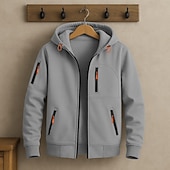 economico Felpa con cappuccio in pile-Per uomo Felpa con cappuccio Felpa con cappuccio a zip intera Felpa con cappuccio in pile Felpa con cappuccio foderata in pile Rosso bordeaux Nero Bianco Blu marino Blu Reale Con Cappuccio Semplice