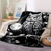 abordables Mantas y colchas-Mantas de vellón Manta para sofá Búho Animal 3D Arte Sofá Cama Manta decorativa Manta cálida Decoración del hogar