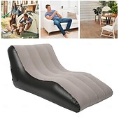 cheap Outdoor Activity-Inflatable Sofa Bed with Built-in Pump - Dual-Use Convertible Sleeper Thick Cushioned Recliner Chair for Indoor/Outdoor Use 330 lbs Weight Capacity No Electricity Needed Mixed Colors