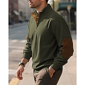 baratos Suéteres básicos-Homens Moletom Preto Verde Claro Verde Tropa Azul Marinha Azul Henley Bloco de cor Patchwork Desportos e Ar livre Diário Feriado Poliéster Roupa de rua Básico Casual Primavera Outono Roupa Moletons