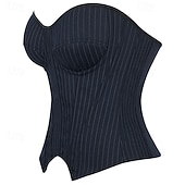 Недорогие Корсеты-Жен. Корсет Корректирующее белье Утягивающее белье Корректирующее белье Сексуальный корсет На каждый день Полоса Неровная кромка Открытая спина Отпуск Для улицы Свидание Без рукавов холодный прием