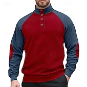 abordables Sudaderas Básicas_-Hombre Sudadera Pana Sudadera Con Capucha Sudadera con capucha y botones Albaricoque Vino Verde Ejército Azul Marino Marrón Cuello Mao Plano Retazos Deporte Casual Diario Ropa de calle Fresco Ropa