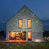 abordables Luces de Navidad-Miniproyector de luces láser RGB para jardín con 32 patrones, ideal para Navidad, fiestas de cumpleaños y exteriores.