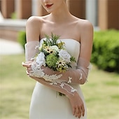 abordables Gants-Dentelle / Tulle Longueur au coude Gant Élégant / Style Classique / Formel Avec Couleur unie Gants de Mariage / Fête