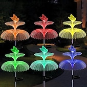cheap Landscape Lights-4PCS Solar LED Jellyfish Butterfly Lawn Light Outdoor  Tree Star Garden Light RGB Changing  Party Yard Lawn Garage Walkway Decoration Solar Landscape Light