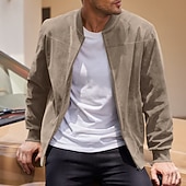 preiswerte Faux-Suede-Jacken-Herren Imitat-Lederjacke Freizeitjacke Urlaub Täglich Warm Tasche Herbst Winter Einfach Mode Klassisch Stehkragen Regulär Schwarz Marineblau Meeresblau Braun Armeegrün Jacken