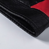 economico Giacca in ecopelle-Per uomo Giacca in Ecopelle Giacca da Biker Giacca da Moto Vacanza Quotidiano Antivento Patchwork Tasca Primavera Autunno Semplice Moda Classico Collo alla coreana Regolare Nero Bianco Rosso Marrone