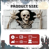 halpa Halloweenin autotallin ovipeite-halloween-autotallin oven suojus valkoinen kallo roikkuva seinävaate kummitustalon koristelu kammottava ulkokäyttöön halloween-sisustus aavemainen kauhujuhlatarvikkeet piha puutarha autotallin