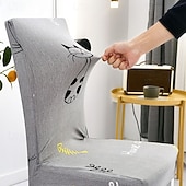 כיסוי לכיסא אוכל נמתח, כיסוי מושב קצר נשלף ורחיץ ידידותי לחיות מחמד, מגן כיסא עמיד למלון, חדר אוכל, אירועים, מסיבת חתונה זול כיסוי כיסא אוכל-כיסוי לכיסא אוכל נמתח, כיסוי מושב קצר נשלף ורחיץ ידידותי לחיות מחמד, מגן כיסא עמיד למלון, חדר אוכל, אירועים, מסיבת חתונה